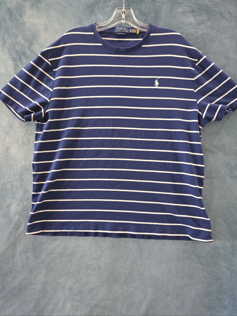 Polo Ralph Lauren Classic Fit Mens XL Cotton Blue Shirt White Stripes Preppy